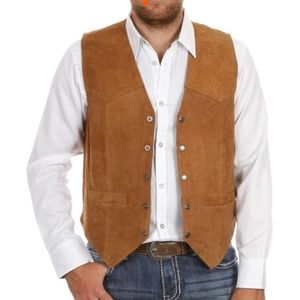 Scully Vintage Leather Vest Men's Western Snap Closure Brown Size Medium Rodeo